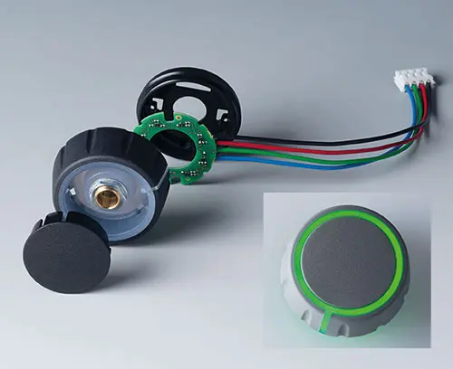Individual parts of CONTROL-KNOBS with RGB backlight, illumination on top and side surfaces