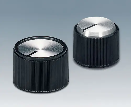 Tuning knob with aluminum embellisher plate 