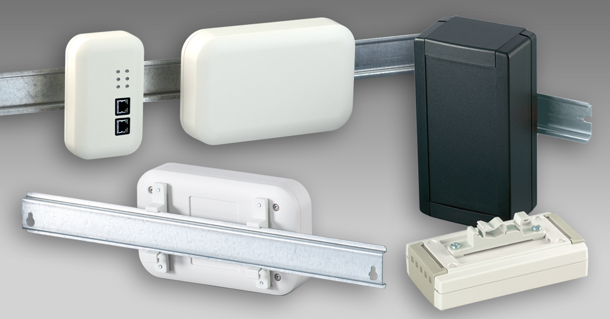 DIN rail holders for plastic enclosures
